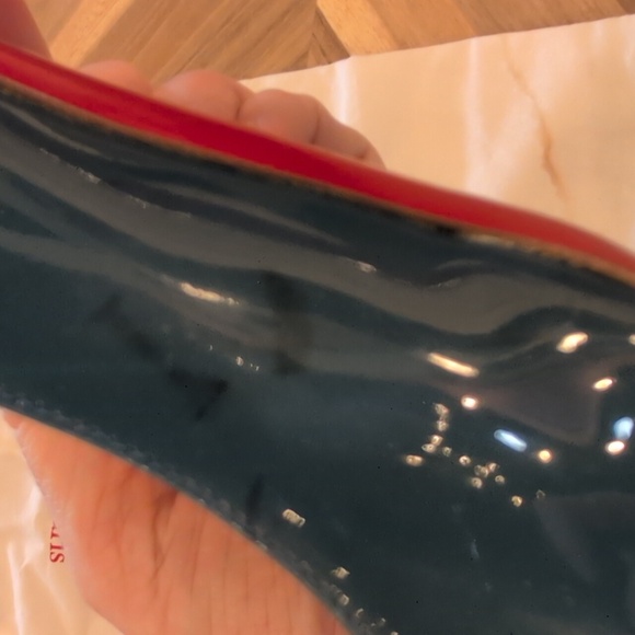 Christian Loubutin Platform Deep Teal Patent Leather Stilettos Sz 38 - Picture 10 of 14